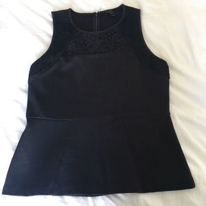 EUC J Crew black lace peplum top